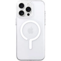 Transzparens kemény műanyag Tok fehér MagSafe-fel iPhone 15 Pro Max készülékhez - átlátszó