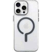 Transzparens kemény műanyag Tok szürke MagSafe-fel iPhone 15 Pro Max készülékhez - átlátszó