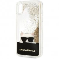 Karl Lagerfeld csillámos tok Choupette iPhone XR - arany