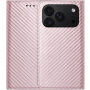 Karbonszálas mintázatú Behajtható tok iPhone 17 Pro Max / 18 Pro Max készülékhez - rózsaszín