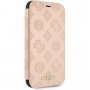 Guess Debossed Peony flip cover tok iPhone XR - bézs