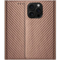 Karbonszálas mintázatú Behajtható tok iPhone 15 Pro készülékhez - barna