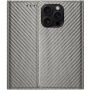 Karbonszálas mintázatú Behajtható tok iPhone 15 Pro készülékhez - szürke