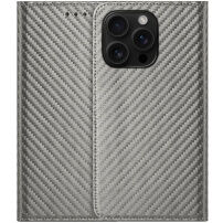 Karbonszálas mintázatú Behajtható tok iPhone 15 Pro készülékhez - szürke
