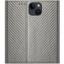 Karbonszálas mintázatú Behajtható tok iPhone 15 készülékhez - szürke