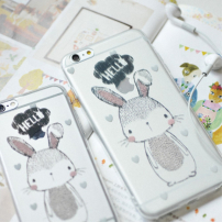 MAOXIN Szilikon tok / borító gyűrűs tartóval / állvánnyal Apple iPhone 6S / 6 (nyuszi minta) irattartóval együtt és műanyag zsebbel