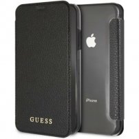 Guess Iridescent Book bőr flip cover tok iPhone XR - fekete