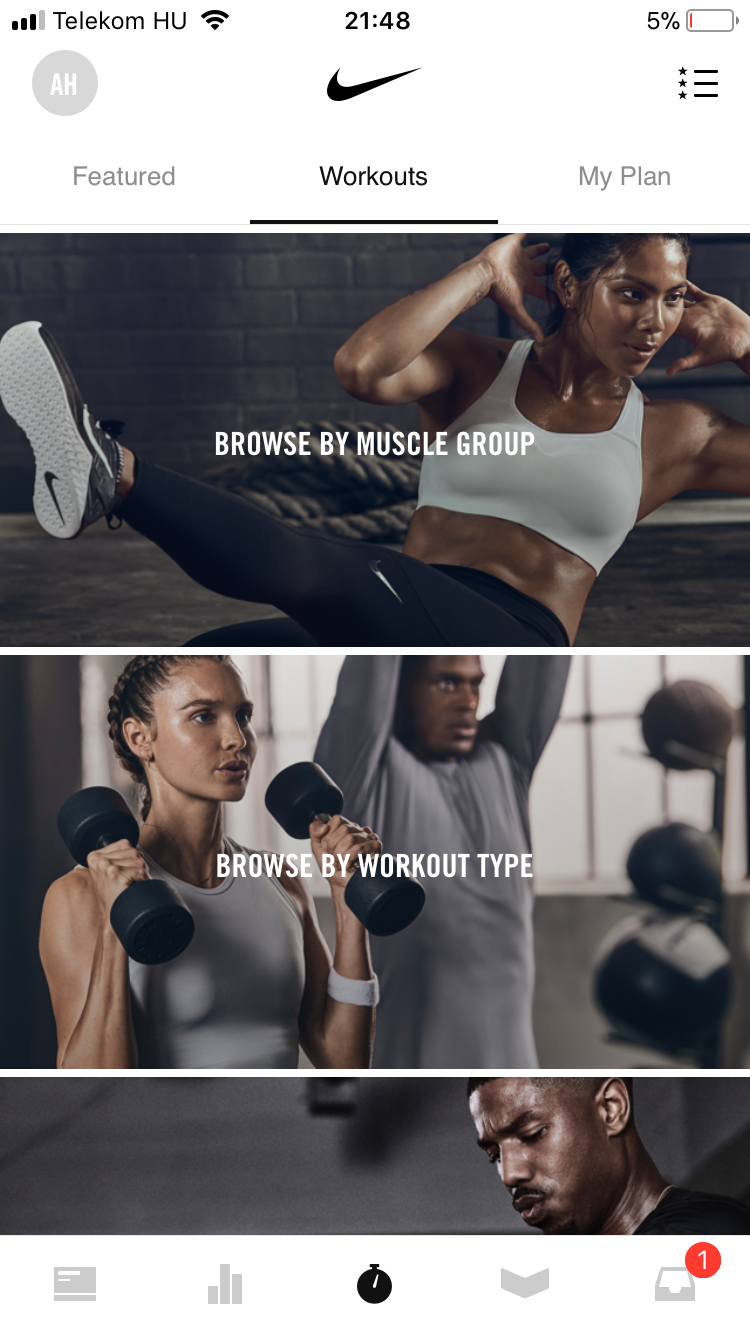 Nike Training Club - Fintess kérelem