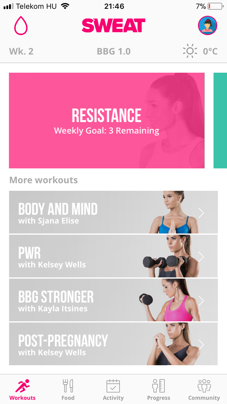 Sweat fitness kérelem - iPhone
